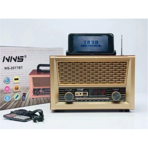 NNS NS-2077 Kumandalı Retro FM Bluetooth Hoparlör