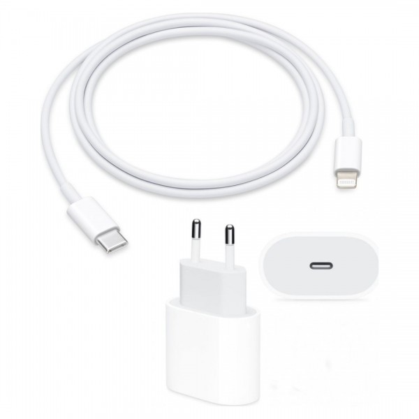 Apple iPhone 12, 12 mini, 12 Pro, 12 Pro Max 20W Şarj Aleti ve Type-C Lightning USB Kablo OEM