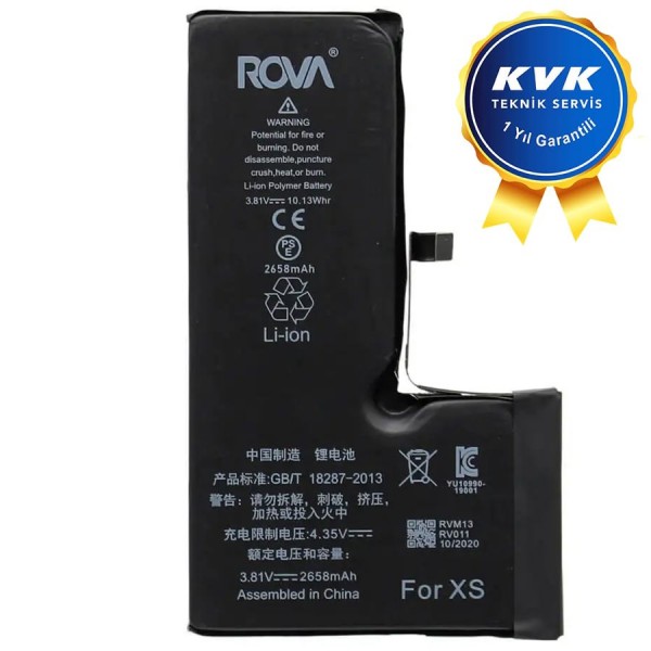 Rova iPhone XS Batarya 2658mAh Yüksek Kapasiteli