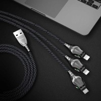 Benks D27 3 in 1 Snake Cable Lightning+Lightning+Micro 1.5M USB Kablo