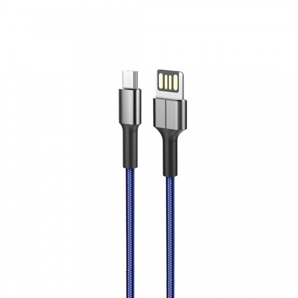 ACL ACK-62 Metal Başlık Micro USB Şarj Kablosu Mavi