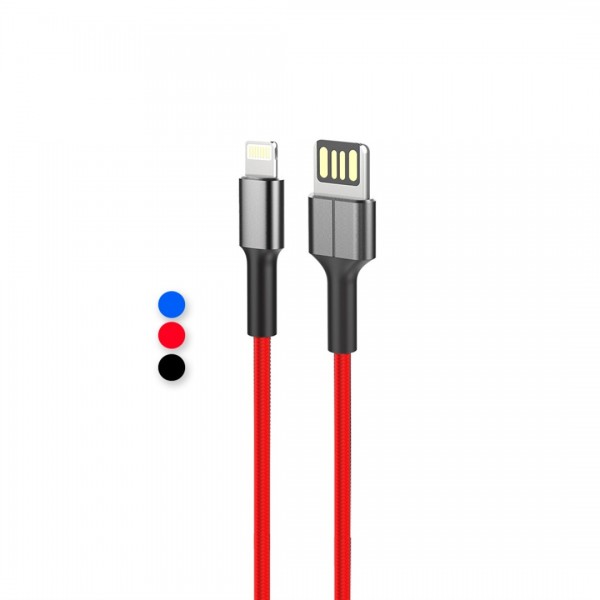 ACL ACK-63 Metal Başlık Lightning USB Şarj Kablosu Kırmızı