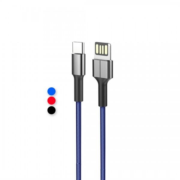 ACL ACK-64 Metal Başlık Type-C USB Şarj Kablosu Mavi