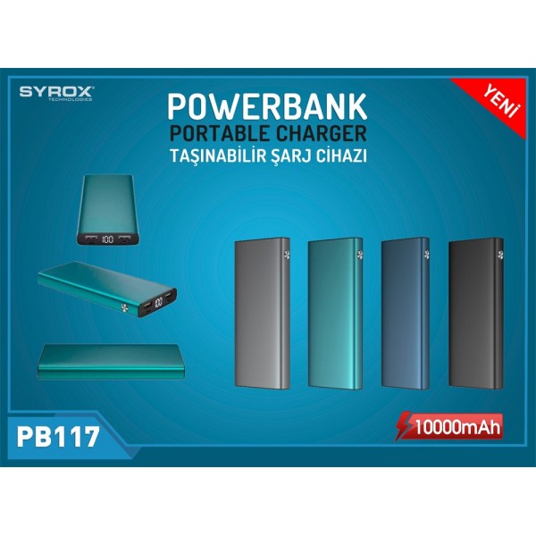 Syrox 10000 mAh Led Slim Metal Powerbank PB117