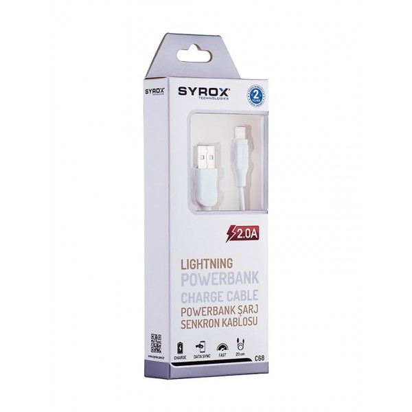Syrox Lightning 5G/5S / 2 Amper 0,25M PowerBank Kablo