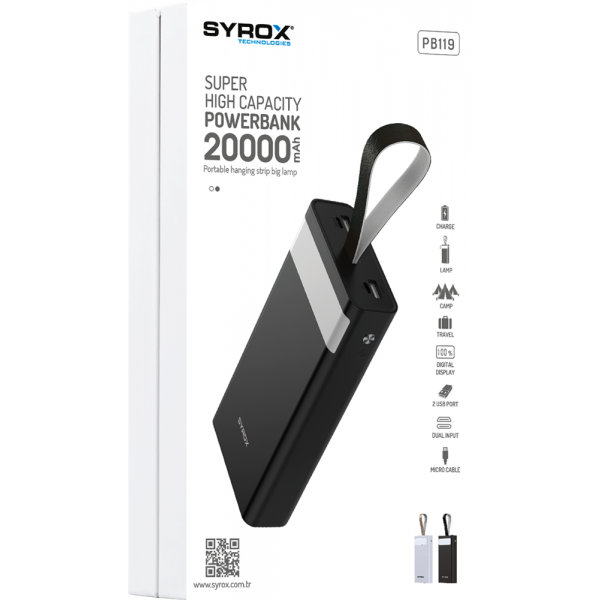 Syrox 20000 mAh Led - El Fener Powerbank PB119