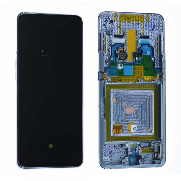 Samsung Galaxy A80 SM-A805 LCD Ekran Dokunmatik Servis Orjinali Gümüş