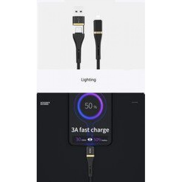 Wiwu ED-105 2 in 1 USB A- Type-C to Lightning Elite Data Cable
